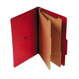 Pressboard Classification Folders, Legal, Six-Section, Ruby Red, 10/Boxuniversal 