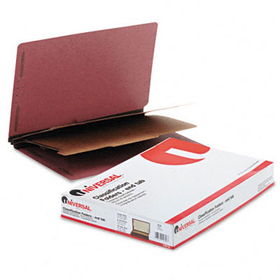 Pressboard End Tab Classification Folders, Legal, Six-Section, Red, 10/Boxuniversal 