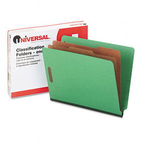 Pressboard End Tab Folders, Letter, Six-Section, Green, 10/Boxuniversal 