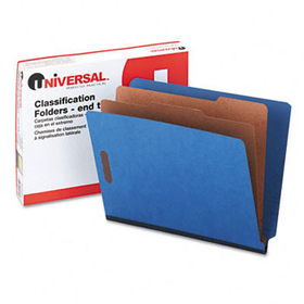 Pressboard End Tab Classification Folders, Letter, Six-Section, Blue, 10/Boxuniversal 