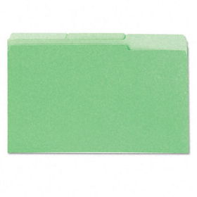Colored File Folder, 1/3 Cut One-Ply Tab, Legal, Bright Green, 100/Box