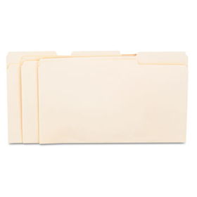 File Folders, 1/3 Cut Assorted, One-Ply Top Tab, Legal, Manila, 100/Box