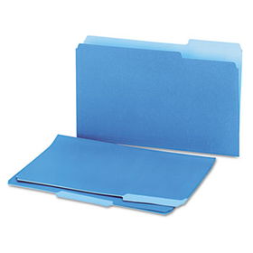 Recycled Interior File Folders, 1/3 Cut Top Tab, Legal, Blue, 100/Box