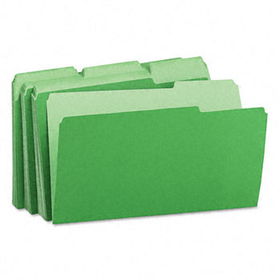 Recycled Interior File Folders, 1/3 Cut Top Tab, Legal, Green, 100/Box
