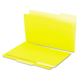 Recycled Interior File Folders, 1/3 Cut Top Tab, Legal, Yellow, 100/Box