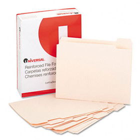 File Folders, 1/5 Cut Assorted, Two-Ply Top Tab, Letter, Manila, 100/Boxuniversal 
