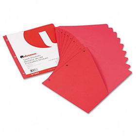 Slash-Cut Pockets for Three-Ring Binders, Jacket, Letter, 11 Pt., Red, 10/Pack