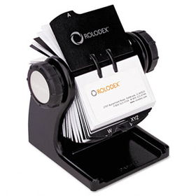 Wood Tones Open Rotary Business Card File Holds 400 2 5/8 x 4 Cards, Blackrolodex 