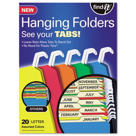 find It FT07034 - Hanging File Folders with Innovative Top Rail, Letter, Assorted, 20/Packhanging 