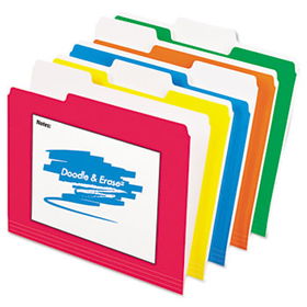 Pendaflex 55730 - Doodle and Erase Laminated File Folders, 1/3 Cut, Letter, Assorted, 15/Packpendaflex 