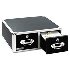 Vaultz Locking 8 x 5 Two-Drawer Index Card Box, 3000-Card Capacity, Black