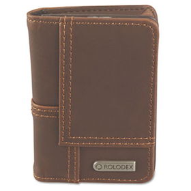 Rolodex 22335 - Explorer Leather Personal Card Case, 36-Card Capacity, 2 3/4 x 4, Brown