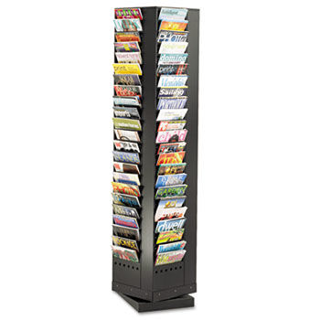 Steel Rotary Magazine Rack, 92 Compartments, 14w x 14d x 68h, Blacksafco 