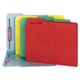 Colored Pressboard Fastener Folders, Letter, 1/3 Cut, Bright Red, 25/Box