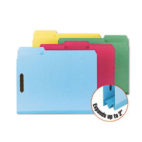 Colored Pressboard Fastener Folders, Letter, 1/3 Cut, Blue, 25/Box