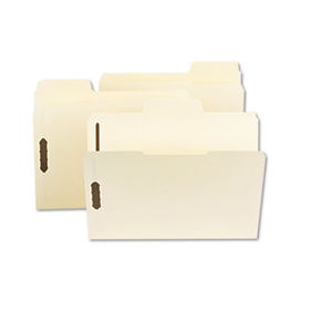 SuperTab File Folders with Fastener, 1/3 Cut, 11 Point, Legal, Manila, 50/Box