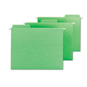 FasTab Hanging File Folders, Letter, Green, 20/Box