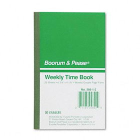 Boorum & Pease 58912 - Employee Time Week Ending Record, 4-1/8 x 6-3/4, 24-Page Bookboorum 