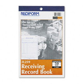 Receiving Record Book, 5 1/2 x 7 7/8, Two-Part Carbonless, 50 Sets/Bookrediform 
