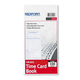 Employee Time Card, Semi-Monthly, 4-1/4 x 8, 100/Padrediform 
