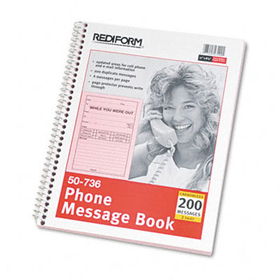 Wirebound Message Book, 2 3/4 x 5, Two-Part, 200 Formsrediform 