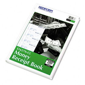 Hardcover Numbered Money Receipt Book, 6-7/8 x 2 3/4, Three-Part, 200 Formsrediform 