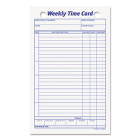 Employee Time Card, Weekly, 4-1/4 x 6-3/4, 100/Packtops 