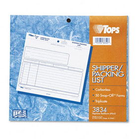Snap-Off Shipper/Packing List, 8 1/2 x 7, Three-Part Carbonless, 50 Formstops 