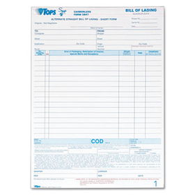 Bill of Lading,16-Line, 8-1/2 x 11, Four-Part Carbonless, 50 Formstops 