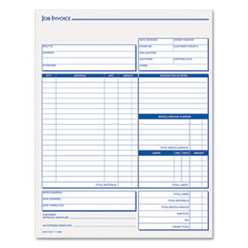 Snap-Off Job Invoice Form, 8 1/2 x 11 5/8, Three-Part Carbonless, 50 Formstops 