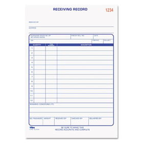 Receiving Record Book, 5 1/2 x 7 7/8, Two-Part Carbonless, 50 Sets/Booktops 