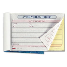 Avoid Verbal Orders Manifold Book, 6 1/4 x 4 1/4, 2-Part Carbonless, 50 Sets/BKtops 