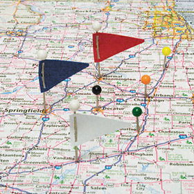 Map Flags, Plastic, Assorted, 1 1/16"", 75/Boxgem 