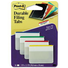 Durable File Tabs, 2 x 1 1/2, Striped, Assorted Standard Colors, 24/Packpost 