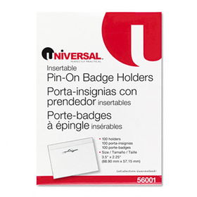 Pin-On Clear Badge Holders w/Inserts, Top Load, 2 1/4 x 3 1/2, White, 100/Boxuniversal 