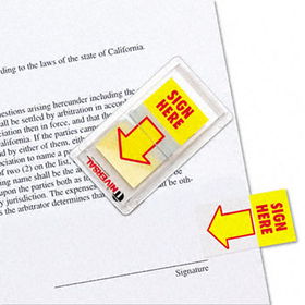 Arrow Page Flags, ""Sign Here"", Yellow/Red, 2 Dispensers of 50 Flags/Pack