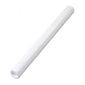 Fiberboard Mailing Tube, Recessed End Plugs, 24 x 2, White, 25/Cartonquality 