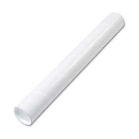 Fiberboard Mailing Tube, Recessed End Plugs, 24 x 3, White, 25/Cartonquality 