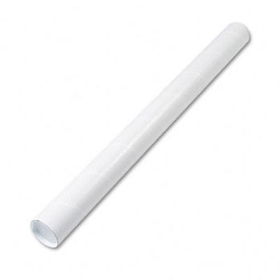 Fiberboard Mailing Tube, Recessed End Plugs, 36 x 3, White, 25/Cartonquality 
