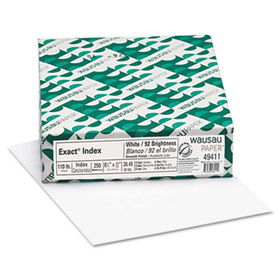 Wausau Paper 49411 - Index Card Stock, 110 lbs., 8-1/2 x 11, White, 250 Sheets/Pack