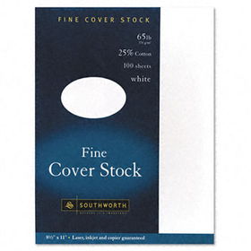 25% Cotton Business Coverstock, White, 65 lbs., 8-1/2 x 11, Wove, 100/Box, FSCsouthworth 