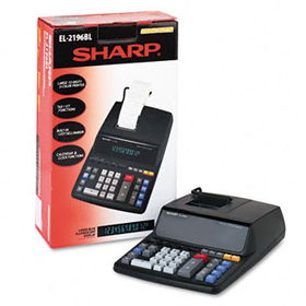 EL2196BL Two-Color Printing Calculator, 12-Digit Fluorescent, Black/Redsharp 