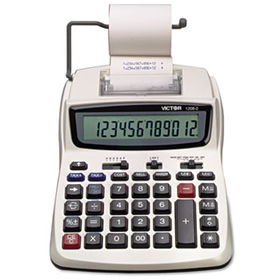 1208-2 Two-Color Compact Printing Calculator, 12-Digit LCD, Black/Redvictor 