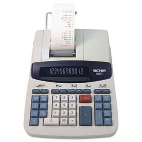1280-7 Two-Color Printing Calculator w/USB, 12-Digit Fluorescent, Black/Redvictor 