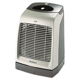 One-Touch Oscillating Heater/Fan, 9 1/8w x 9 5/8d x 13 1/2h, Gray