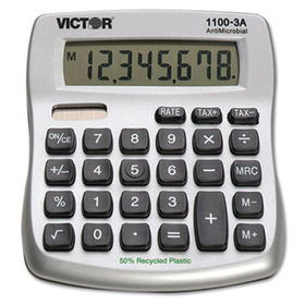 1100-3A Antimicrobial Compact Desktop Calculator, 10-Digit LCDvictor 