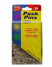 50-Count Clear Push Pins Case Pack 24