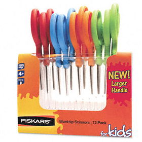 Fiskars 95017197 - Childrens Safety Scissors, Blunt, 5 in. Length, 1-3/4 in. Cut, 12/Pack