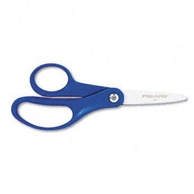 Fiskars 95037197 - Childrens Safety Scissors, Pointed, 5 in. Length, 1-3/4 in. Cut, 12/Pack
