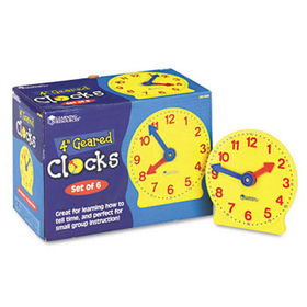 Set of Six Four-Inch Geared Learning Clocks, for Grades Pre-K to 4learning 